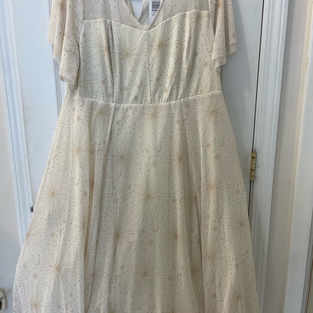 Elegant Cream Dress with Gold Accents